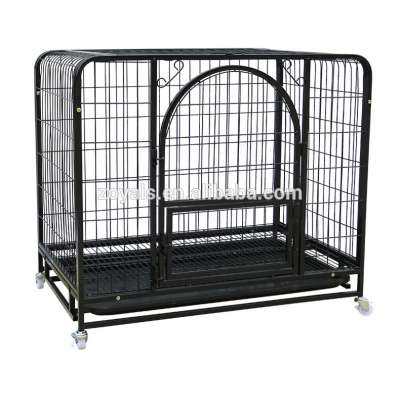 Good quality Cheap Door Design Folding Steel Dog Cages With Plastic Tray