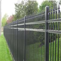 Ornamental modern metal used iron fencing powder coated welded metal fences panels tubular steel picket fence